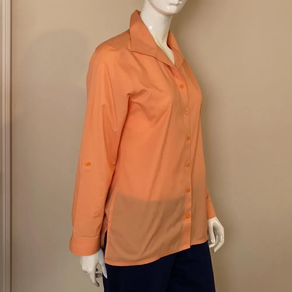 Chico’s No-iron Button Down Blouse with Convertible Sleeves Apricot Size 0